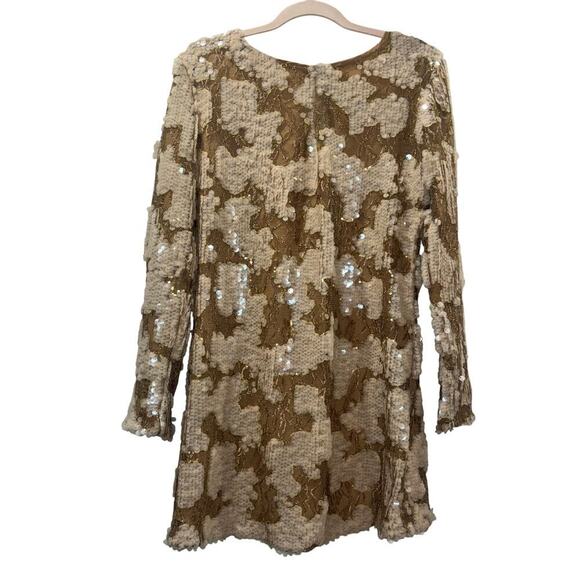 Dress the Population Casandra Sequin Shift Dress | Cream & Pink Sequin | Size M - Picture 5 of 15
